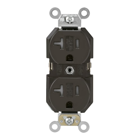 Leviton Straight Blade Receptacle, 5-20R, 20 A, 125V AC, 2 Pole, 3 Wire, Flush Mount, Self-Grounded TBR20-000